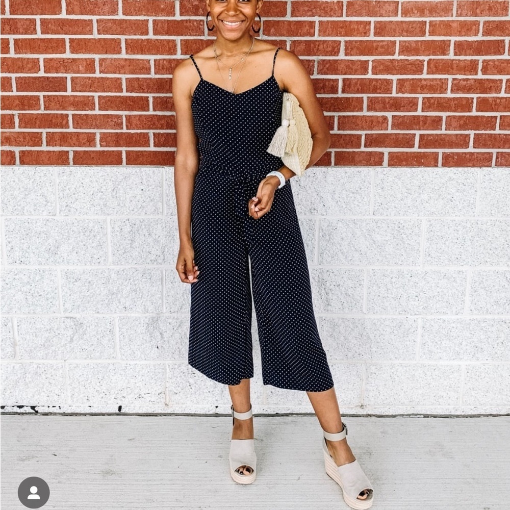 Navy Blue Polka Dot Jumpsuit Size 4